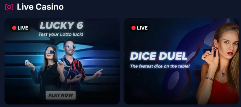 Kasyno na żywo Lukkly: Lucky 6 i Dice Duel