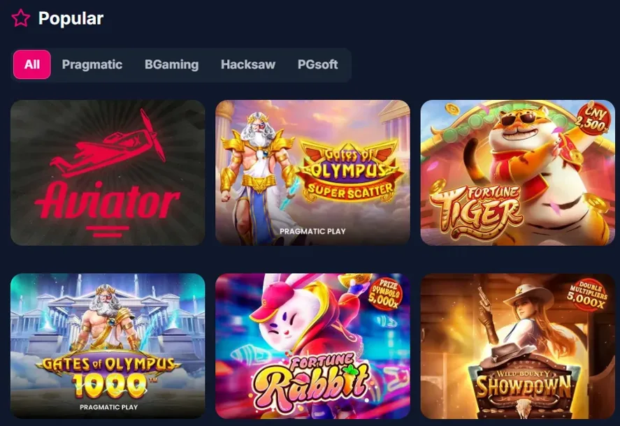 Popularne gry w Lukkly: Aviator, Gates of Olympus, Fortune Tiger, Fortune Rabbit i Showdown