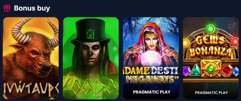 Sloty z Bonus Buy w Lukkly: Minotauros, Voodoo, Madame Destiny Megaways i Gems Bonanza